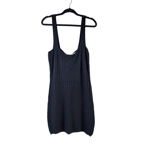 Free People Beach Short and Sweet Mini Dress Size M Black Ribbed Knit Button NEW - Picture 5 of 14